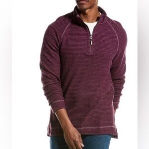 Tommy Bahama Reversible Mens 1/4 Zip Pullover Sweater, Sugar Plum, Medium